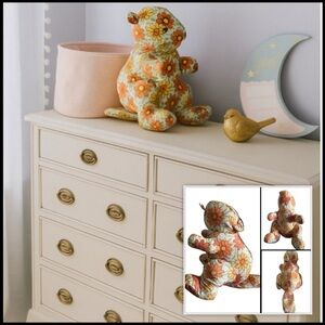 Vintage Ideal Toys Rare Retro Floral Beaver Plush 16” Plush Toy Orange Yellow